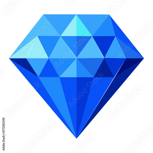 Blue diamond illustration. Geometric gemstone vector design. Crystal jewel icon. Precious stone shape in polygon style