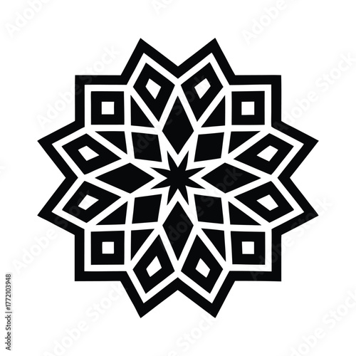 Elegant Geometric Star A Black and White Vector Design for Modern Decor and Creative Projects