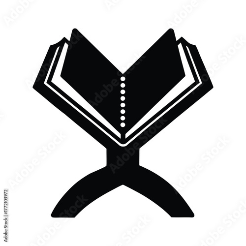 Minimalist religious holy book on display stand silhouette vector graphic design concept