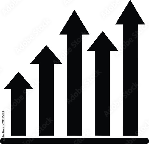 Silhouette Vector Design of Rising Bar Graph Representing Growth and Success