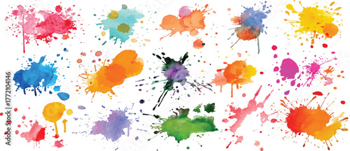  Colorful ink stains, abstract paints splashes and wet splats. Watercolor or slime stain vector set. colorful paint splatters vibrant ink