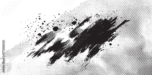 Distressed halftone vector texture halftone vector background with organic ink print texture design. Vintage halftone texture overlay vector illustration 
 