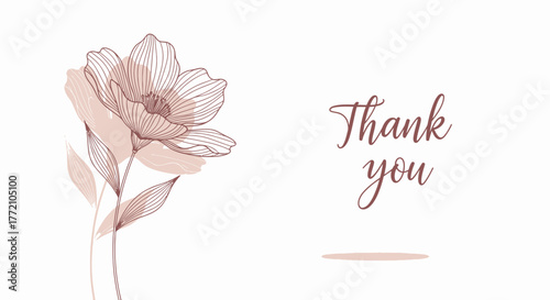 Send heartfelt thanks with this elegant floral design, perfect for expressing gratitude with style and grace, ideal for cards and invitations.