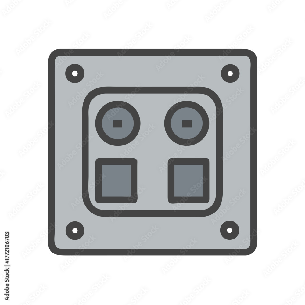 Fototapeta premium Gray Control Panel with Buttons on Black Background Graphic