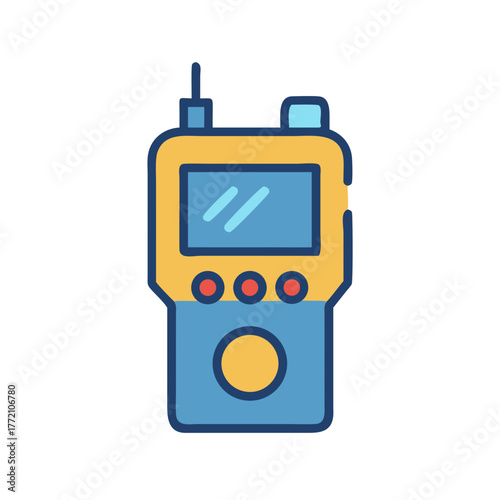 Stylized vector illustration of a handheld radio transmitter device