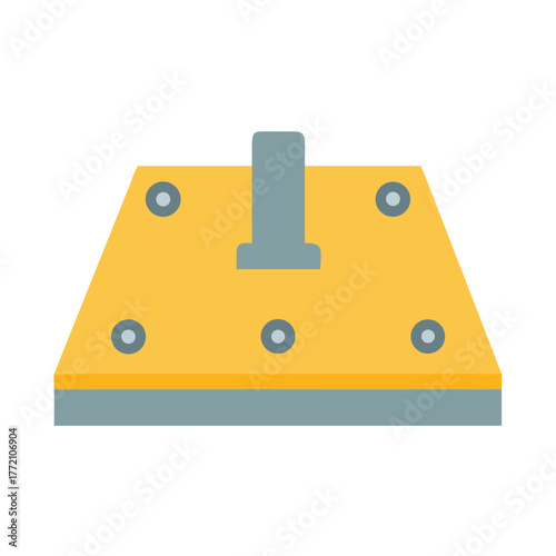 Yellow platform with central peg and silver fasteners