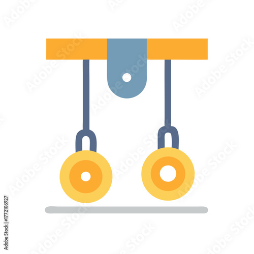 Minimalistic fitness equipment with two gymnastic rings, flat style