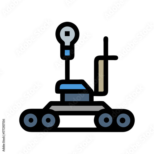 Stylized lunar rover concept on black background, flat design