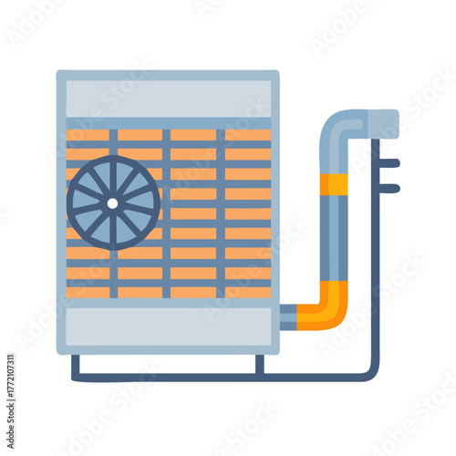 Simplified air conditioning unit illustration in flat style design