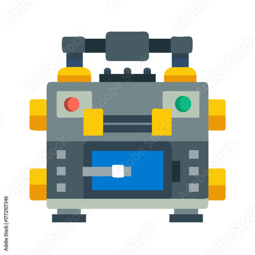 Retro Futuristic Radio Transmitter Device with Buttons and Display