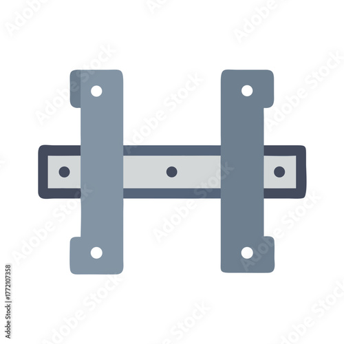 Illustration of a Metal Bracket with holes on black background
