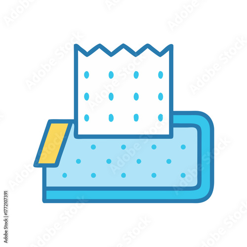 Stylized wet wipe dispenser with blue polka dot pattern