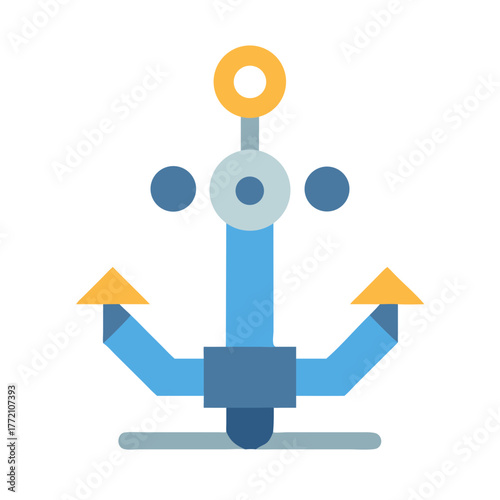Simple Blue and Yellow Anchor on Black Background Design