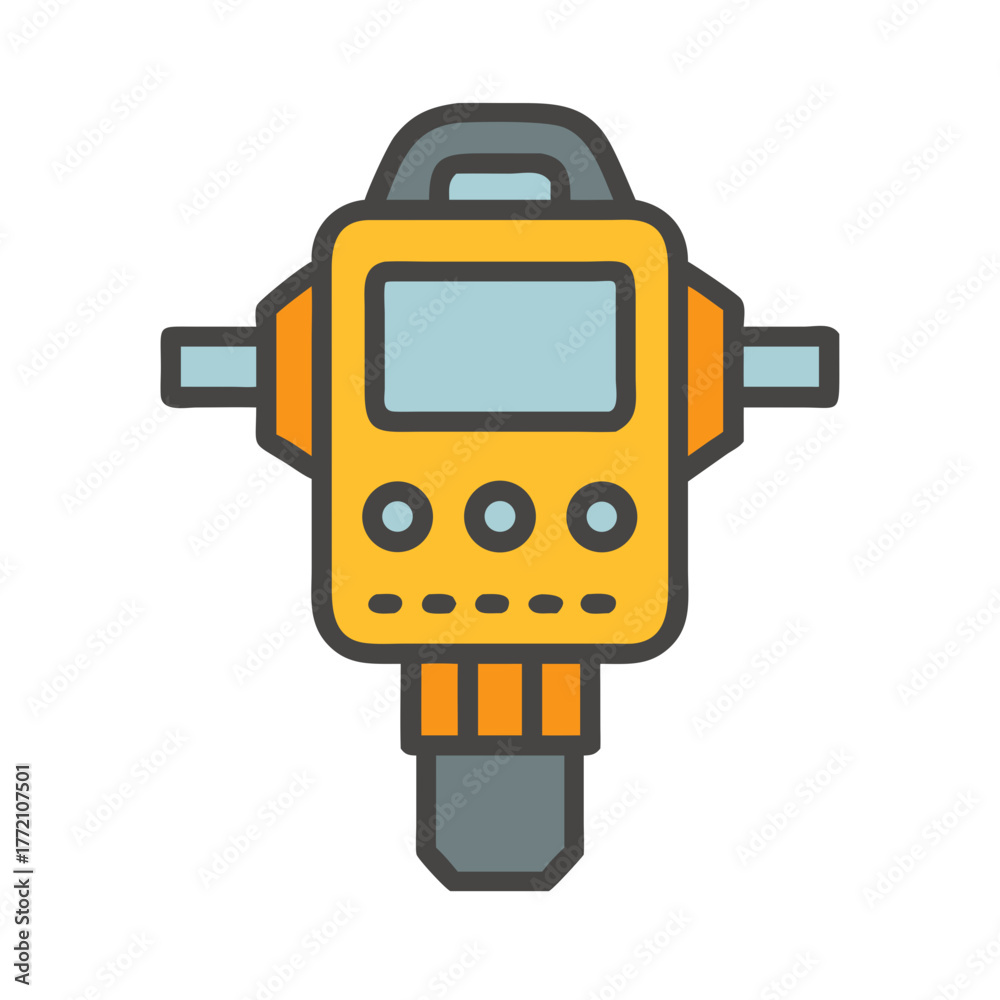 Fototapeta premium Stylized vector illustration of an industrial jackhammer on black background