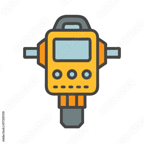 Stylized vector illustration of an industrial jackhammer on black background