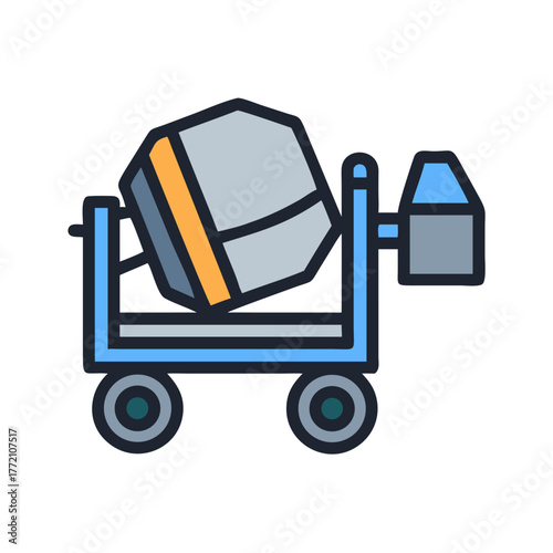 Simple construction cement mixer illustration on dark background