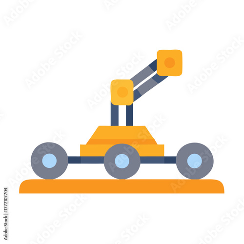 Minimalist illustration of mars rover exploration vehicle on black background