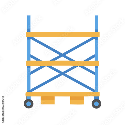 Mobile scaffolding structure in a flat graphic style illustration