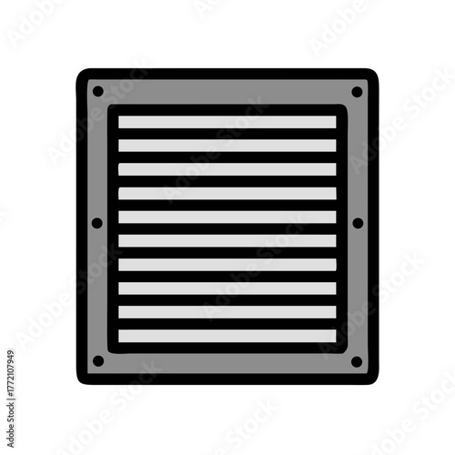 Grey framed vent with horizontal slats on black background