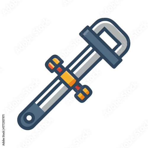 Stylized illustration of an adjustable wrench on a black background