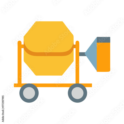 Isolated flat design concrete mixer on black background