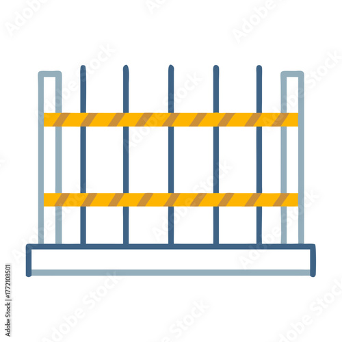 Illustration of a safety barrier with yellow striped tape