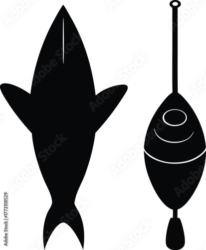 Fishing Lure and Fish Silhouette Vector Design for Recreational Fishing Activities