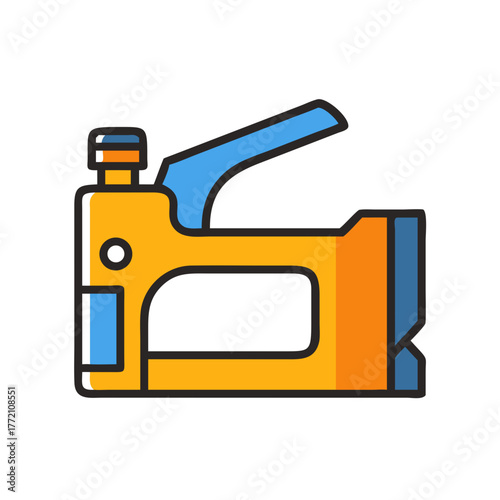 Flat design staple gun illustration on solid background graphic