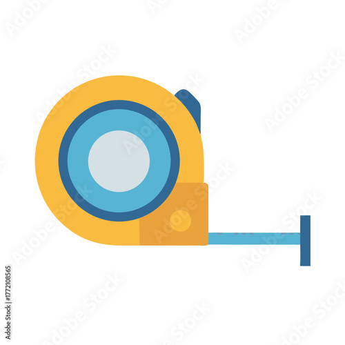 Cartoon style tape measure on a plain black background