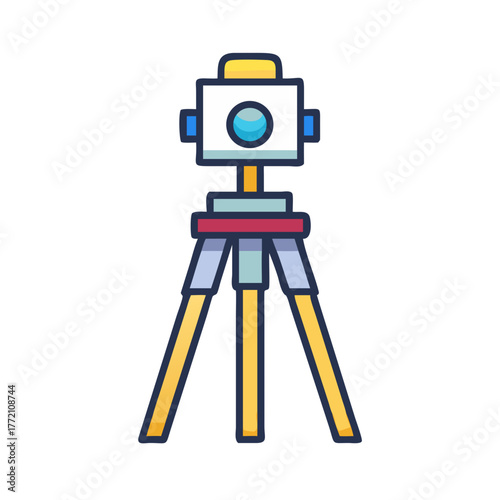 Colorful flat illustration of theodolite on a black background