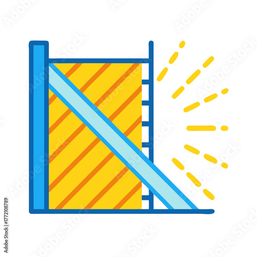 Abstract film clapperboard design with yellow lighting on black