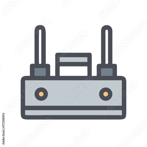 Radio transmitter icon in flat minimalist style over black