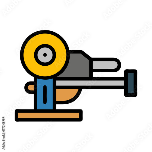 Metal cutting saw in flat vector illustration on black