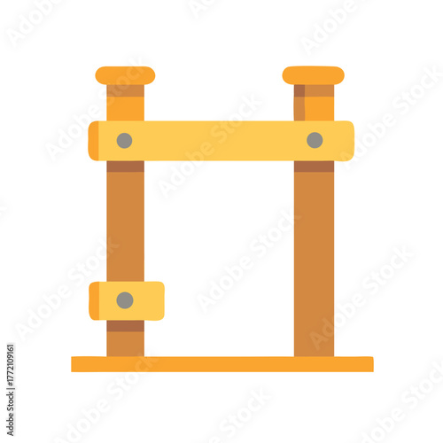Wooden structure icon on black background with empty space