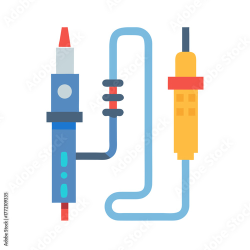 Illustration of a wired audio connection on black background