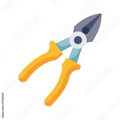 Illustration of side cutting pliers, on a dark background