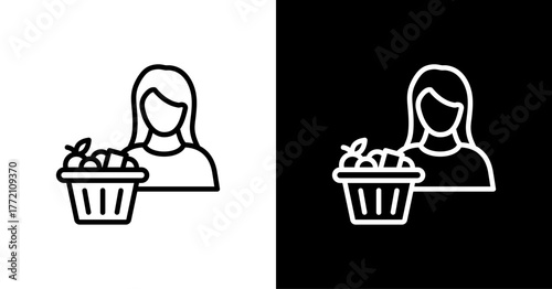Groceries White Icon Set Design