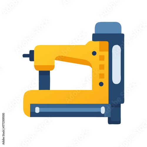 Isolated blue and yellow staple gun on black background