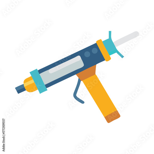 Cartoon style illustration of a blue caulking gun