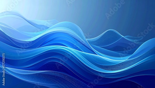 Abstract waves, gradients of blue, creating a fluid and dynamic design
