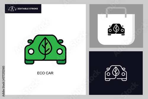 Eco car lineal color icon