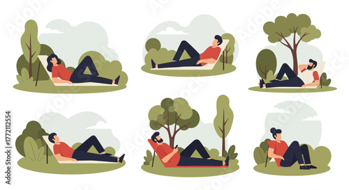 Relaxing Outdoors People Enjoying Leisure Time in Nature
