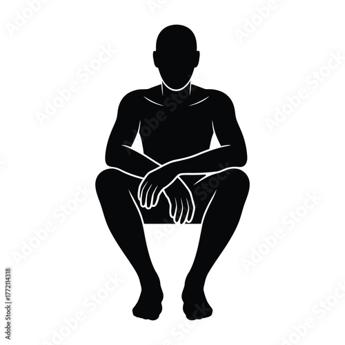 Sitting Man Silhouette Black Vector Icon for Health and Meditation.