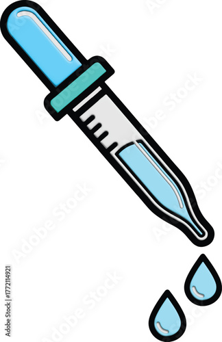 Dropper releasing clear liquid in laboratory setting, symbolizing precision and scientific research with a clean and minimalist aesthetic.