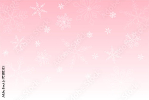 Beautiful White Snow Crystals  with Pink Gradient Background