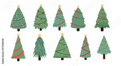 Cute Christmas Trees Vector Pack