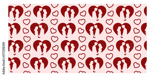 Couple Holding Hands Flat Colored Seamless Pattern for Valentine and Love Design