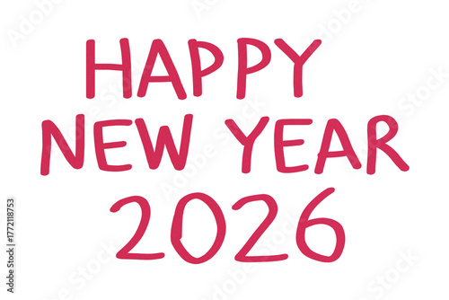 Wallpaper Mural Handwritten red text saying happy new year 2026 isolated on transparent background Torontodigital.ca
