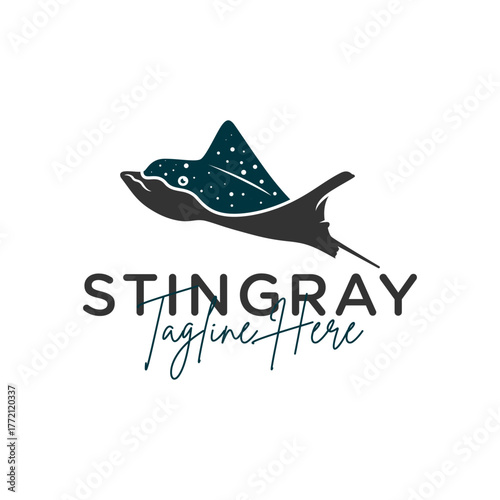 stingray fisherman illustration logo