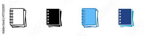 Documentation Multiple Style Icon Design Vector - spiral notebook stack, symbolizing notes, journaling, and study materials